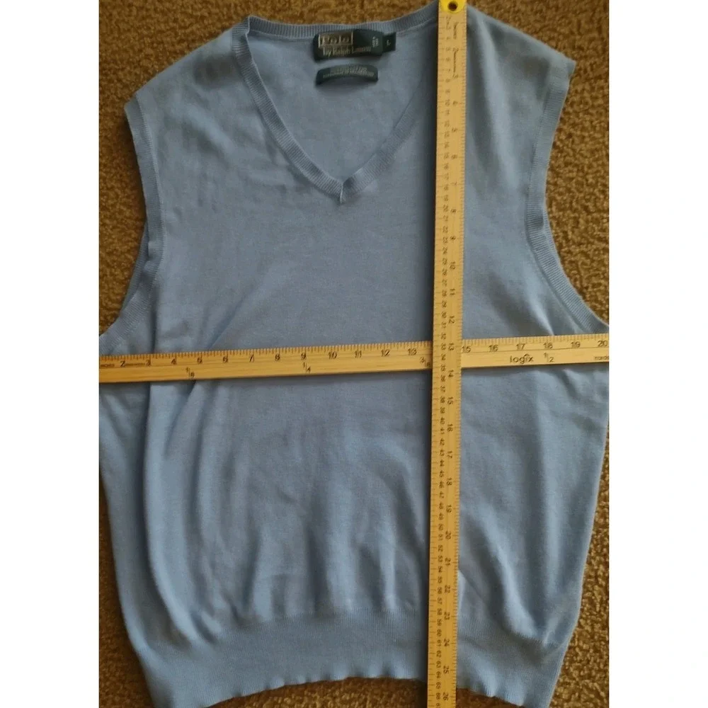 Polo‎ Golf Ralph Lauren Sweater Vest 100% Pima Cotton Sky Blue Pony Men's Large